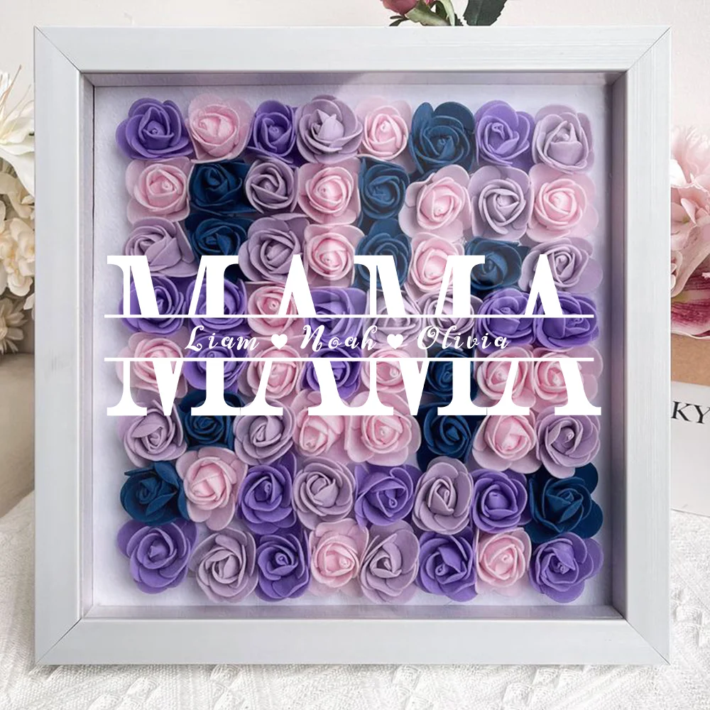 Personalized Flower Shadow Box with LED Light