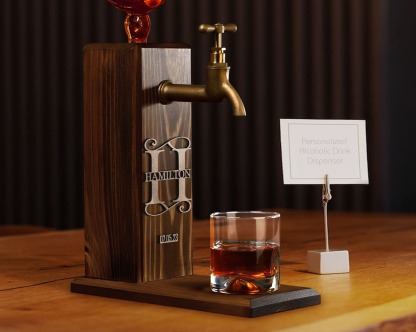 Personalized Embossed Name Wooden Whiskey Dispenser, Wood Dispenser, Alcohol Dispenser, Whiskey Fountain, Beverage Dispenser, Gift for Him-Creatgifts