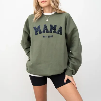 Custom Embroidered Mama Sweatshirt with Kids Names on Sleeve New Mom Hoodie Popular Now