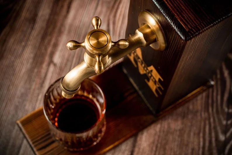 Personalized Wooden Whiskey Dispenser, Engraved Liquor Dispenser, Bar, Home Bar, Pub and Pub Shed, Wine, Vodka, Bourbon, Wood Drink Fountain-Creatgifts