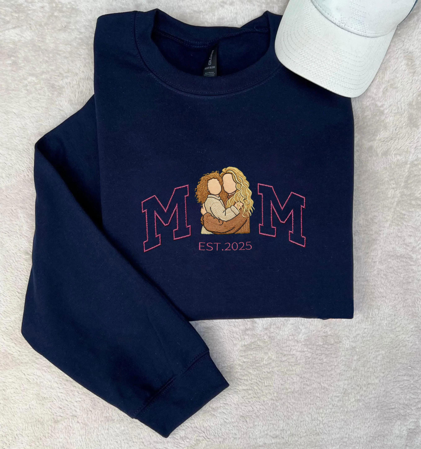 Custom Embroidered Portrait Sweatshirt , Mama/Mum & Kids Photo Design