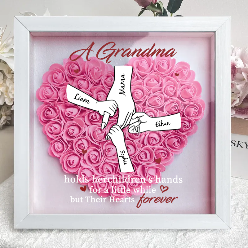 Personalised Flower Shadow Box, hand holding forever 