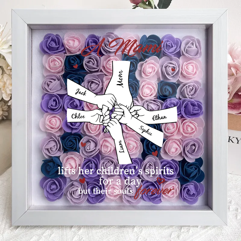 Personalised Flower Shadow Box, hand holding forever 