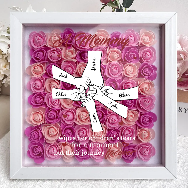 Personalised Flower Shadow Box, hand holding forever 
