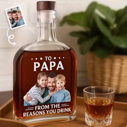 🥃 Custom Engraved Whiskey Bottle with Photo – Meaningful Father’s Day Gift for Dad, Grandpa