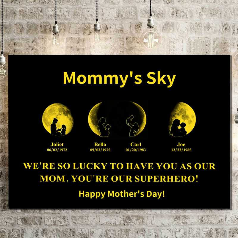 Custom Moon Phase Art Frame Customized Moon Phase with People Silhouette Frame