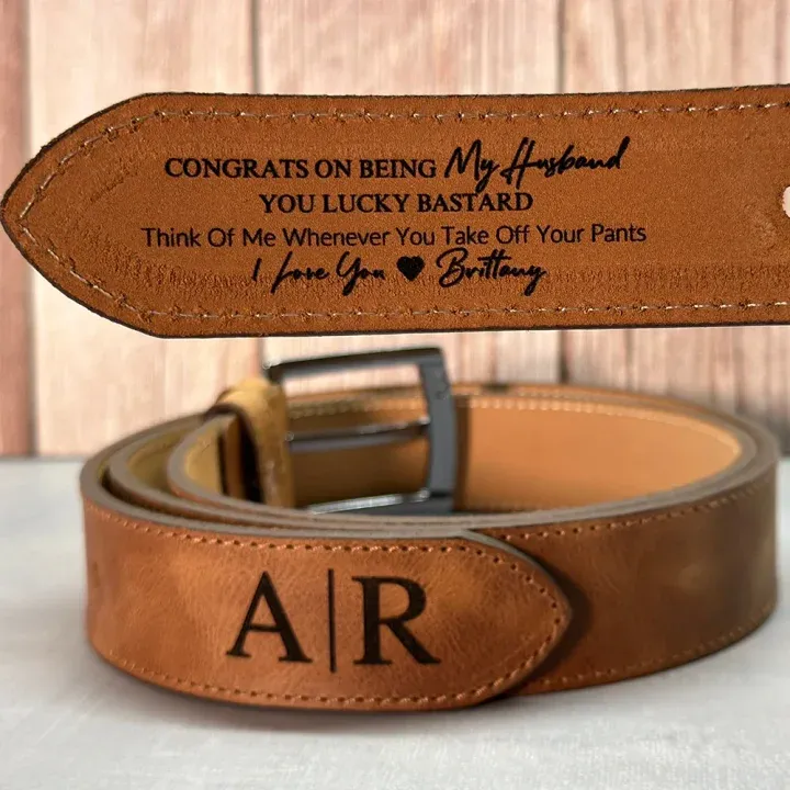 Personalized Engraved Leather Belt Gift For Dad Funny Gift For Husband