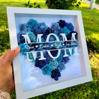 Custom Mom with Kids Name Frame Shadow Box - Perfect Mother's Day Gift with Adorable Little Hearts