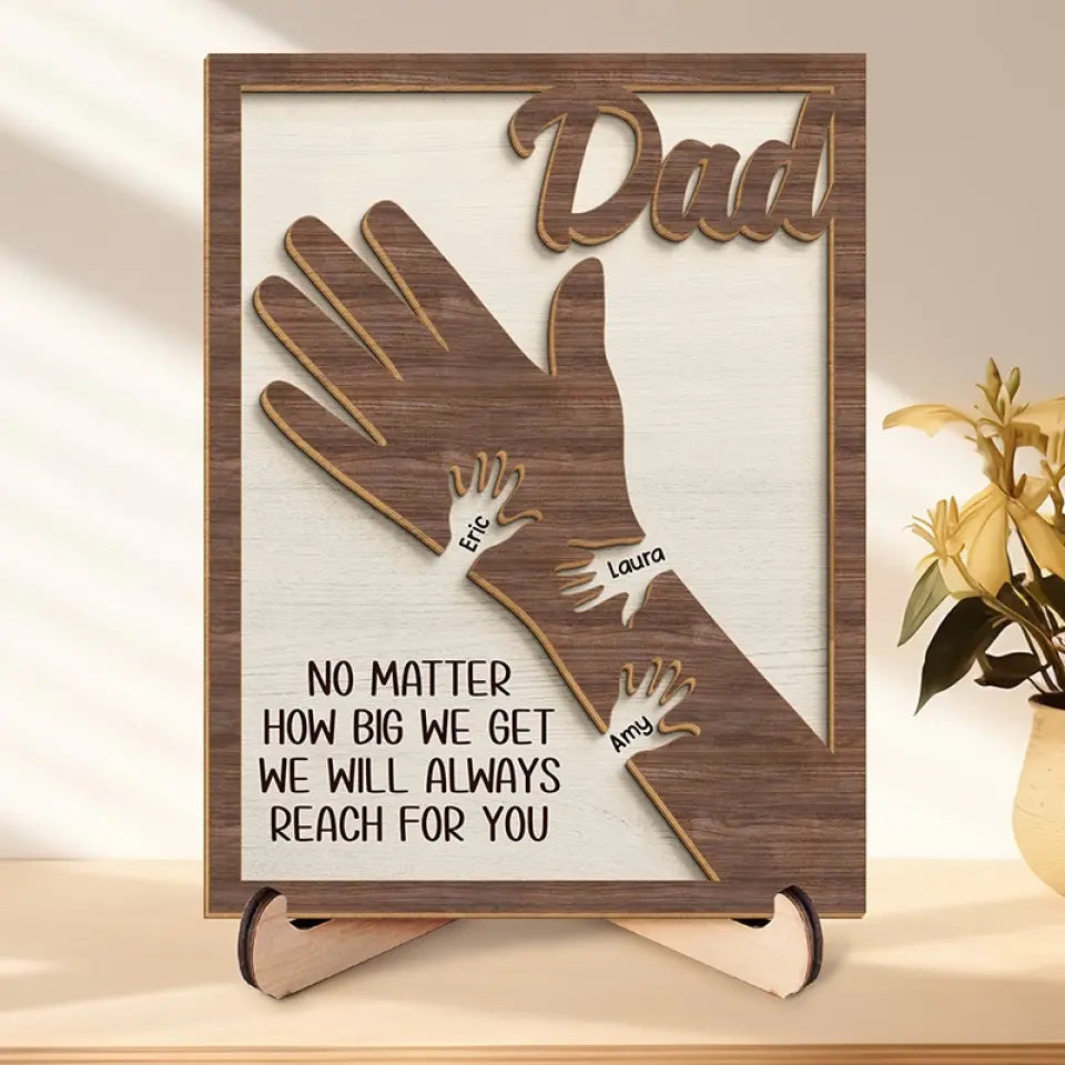 Family Personalized Custom 2-Layered Wooden Plaque With Stand - Father's Day, Gift For Dad, Grandpa