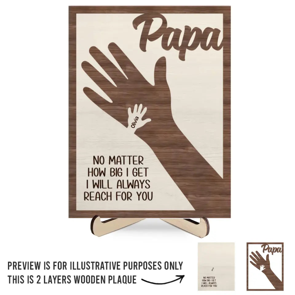 Family Personalized Custom 2-Layered Wooden Plaque With Stand - Father's Day, Gift For Dad, Grandpa