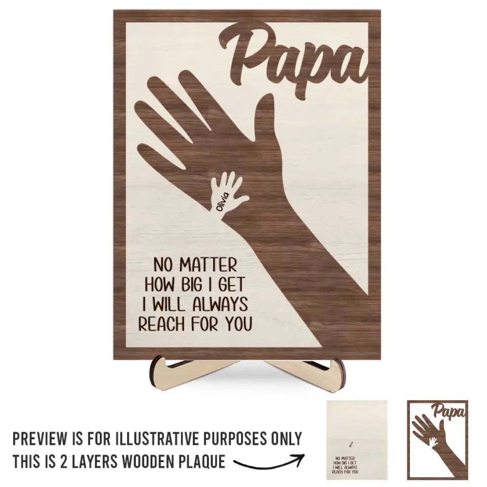 Family Personalized Custom 2-Layered Wooden Plaque With Stand - Father's Day, Gift For Dad, Grandpa