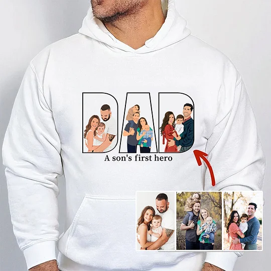 Personalized Father's Day Gift - Custom Hand Painted Color Silhouette Sweatshirt, Gift for Dad, Grandpa & Father Figures