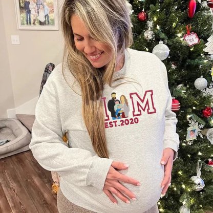 Custom Embroidered Portrait Sweatshirt Best Gift For Mom Popular Now