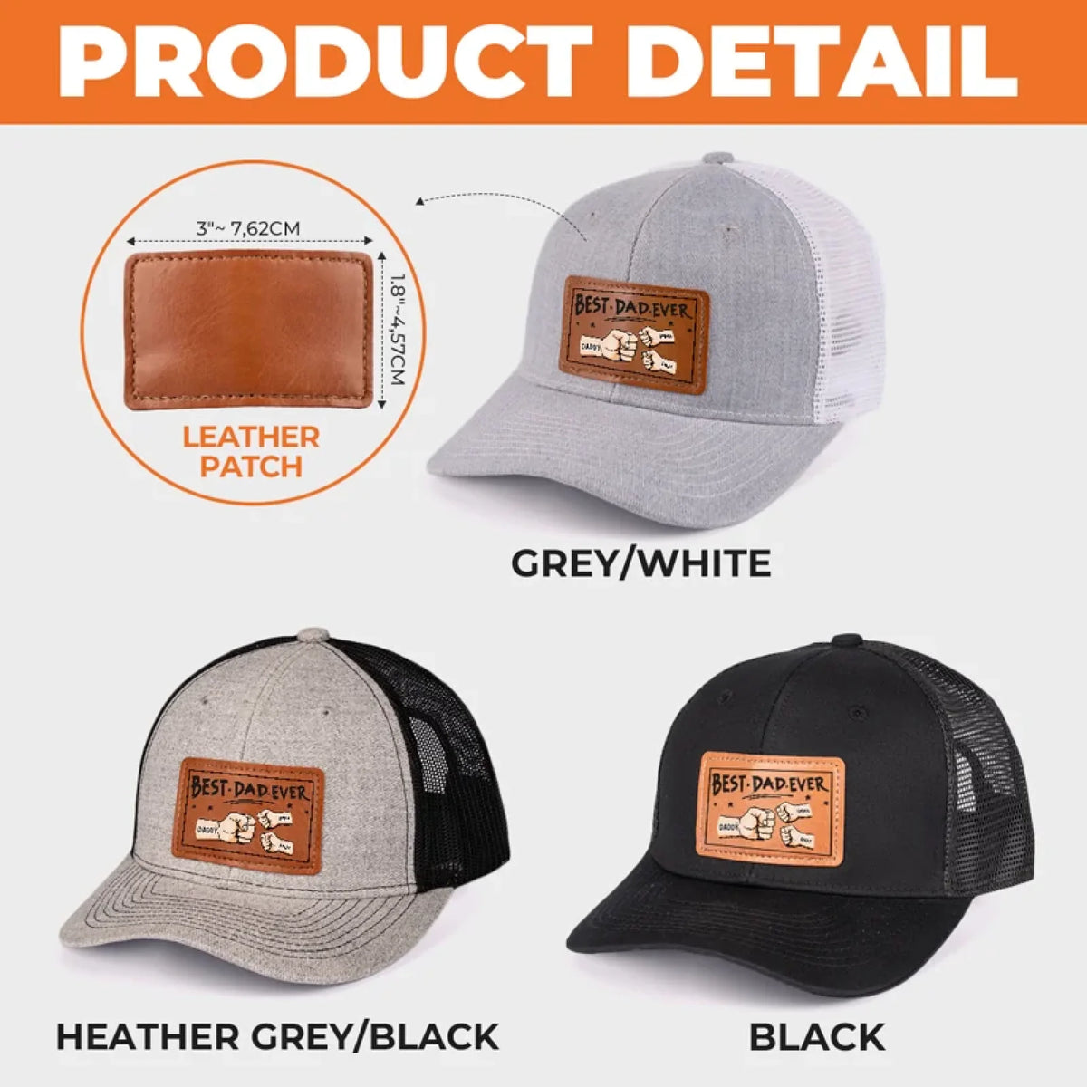 Best Papa Ever - Family Custom Leather Patch Hat - Gift For Dad, Grandpa