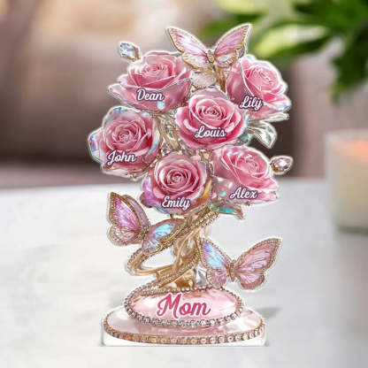  Each Rose Holds A Piece Of Your Heart - Family Personalized Custom Acrylic Plaque Custom Shape - Mother's Day, Gift For Mom, Grandma