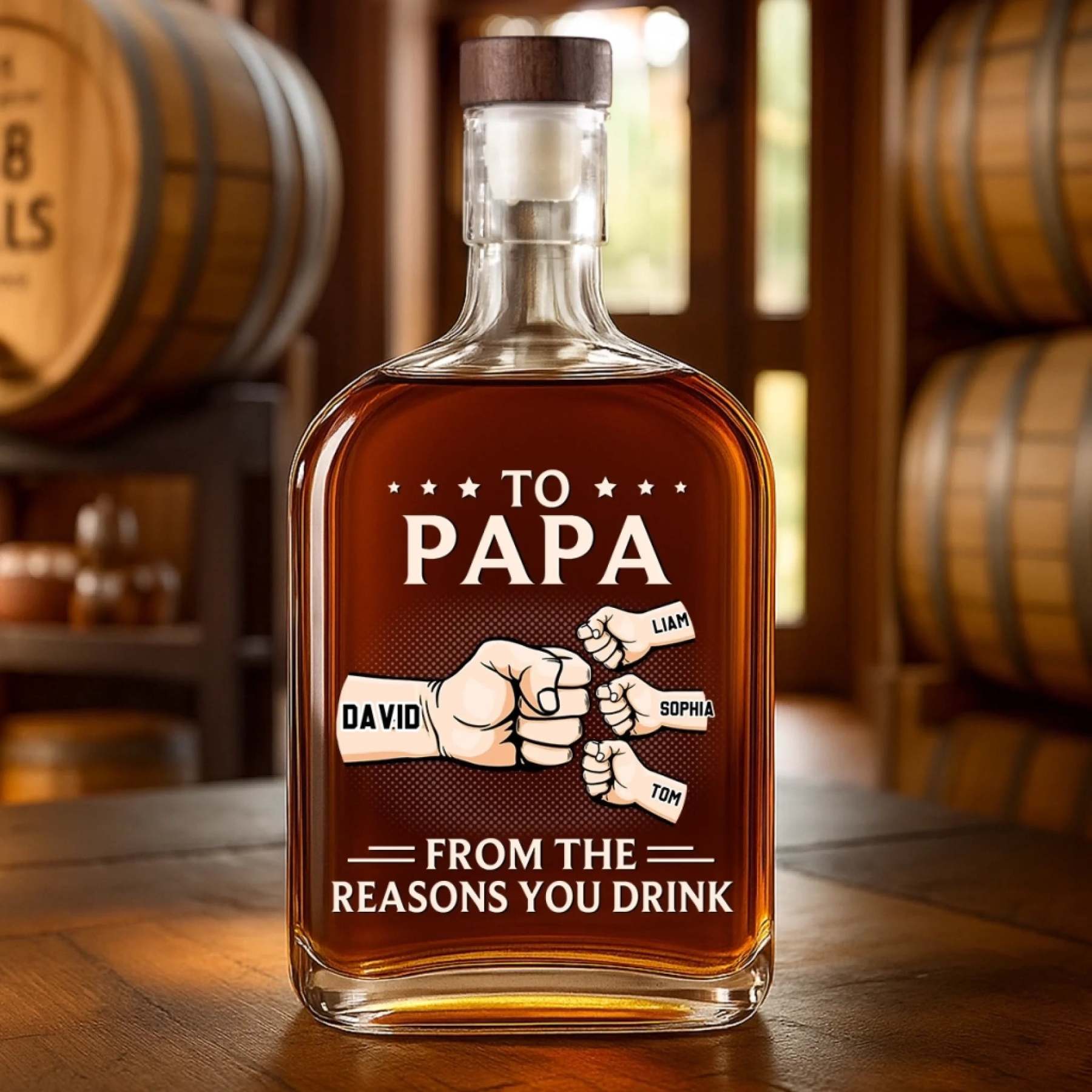 From The Loudest Part Of Your Life - Family Personalized Custom Whiskey Bottle - Father's Day, Gift For Dad, Grandpa