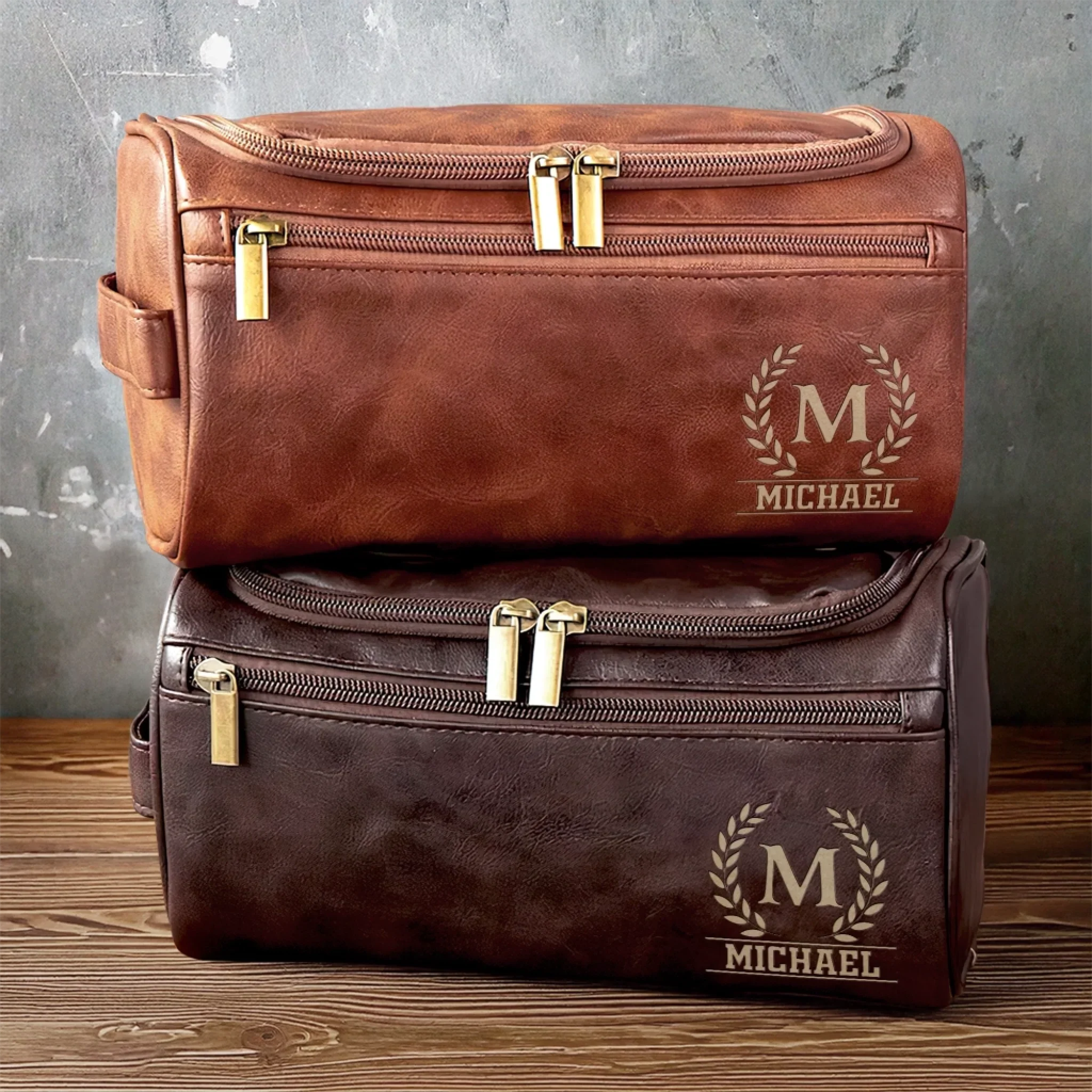 Personalized Engraved Leather Toiletry Bag – Custom Birthday Gifts for Dad, Brother, Grandad, Husband – Timeless Bond of Infinite Love