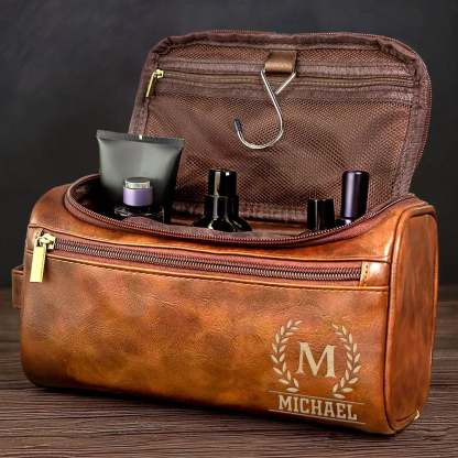 Personalized Engraved Leather Toiletry Bag – Custom Birthday Gifts for Dad, Brother, Grandad, Husband – Timeless Bond of Infinite Love