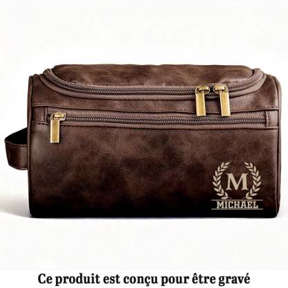 Personalized Engraved Leather Toiletry Bag – Custom Birthday Gifts for Dad, Brother, Grandad, Husband – Timeless Bond of Infinite Love