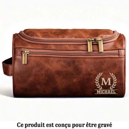 Personalized Engraved Leather Toiletry Bag – Custom Birthday Gifts for Dad, Brother, Grandad, Husband – Timeless Bond of Infinite Love
