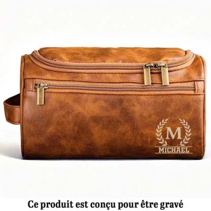 Personalized Engraved Leather Toiletry Bag – Custom Birthday Gifts for Dad, Brother, Grandad, Husband – Timeless Bond of Infinite Love
