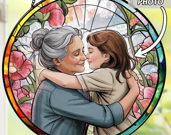 Personalized Grandma Portrait Suncatcher Window Hanging