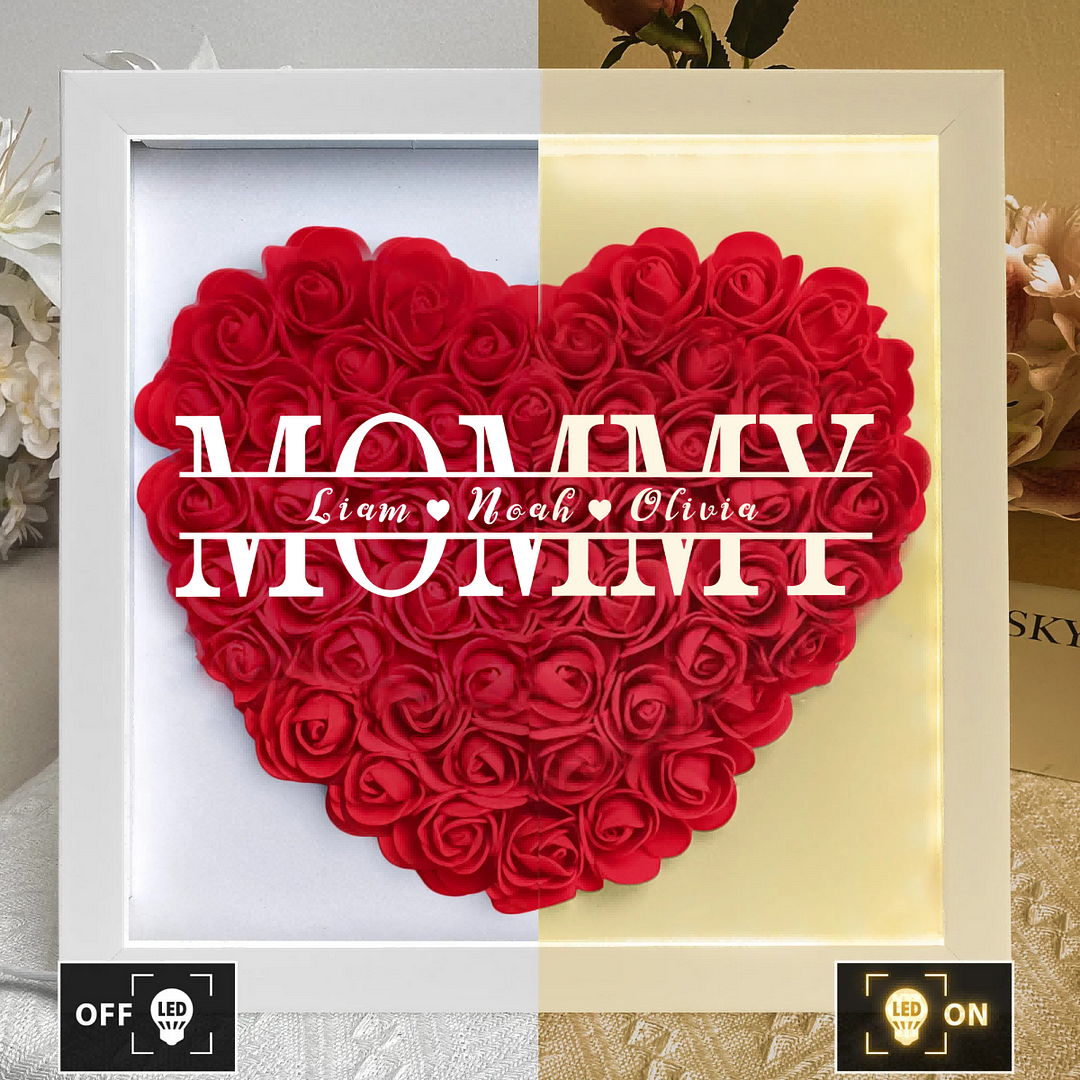 Personalized Flower Shadow Box with LED Light