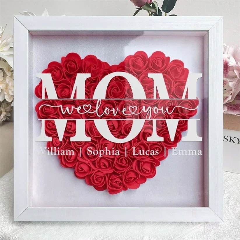 Mum We Love You - Personalized Flower Shadow Box