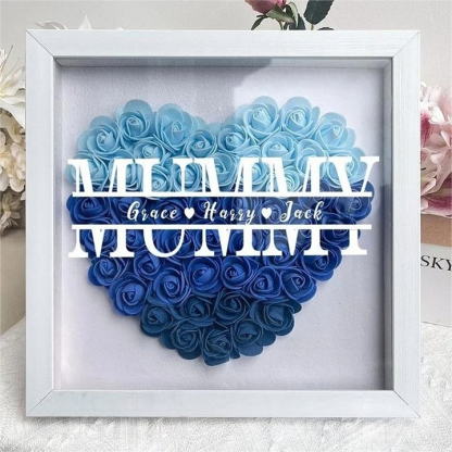 Personalized Mum Flower Shadow Box With Kids Name