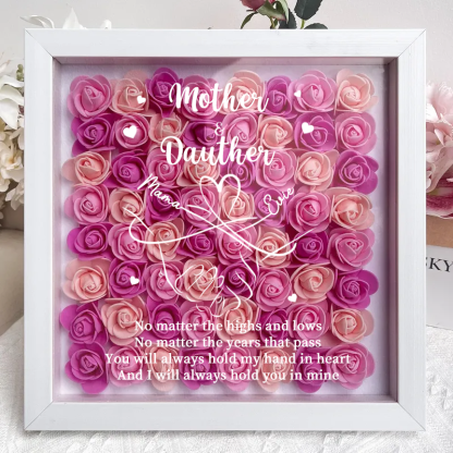 Personalised Flower Shadow Box, mother and daughter hand by hand