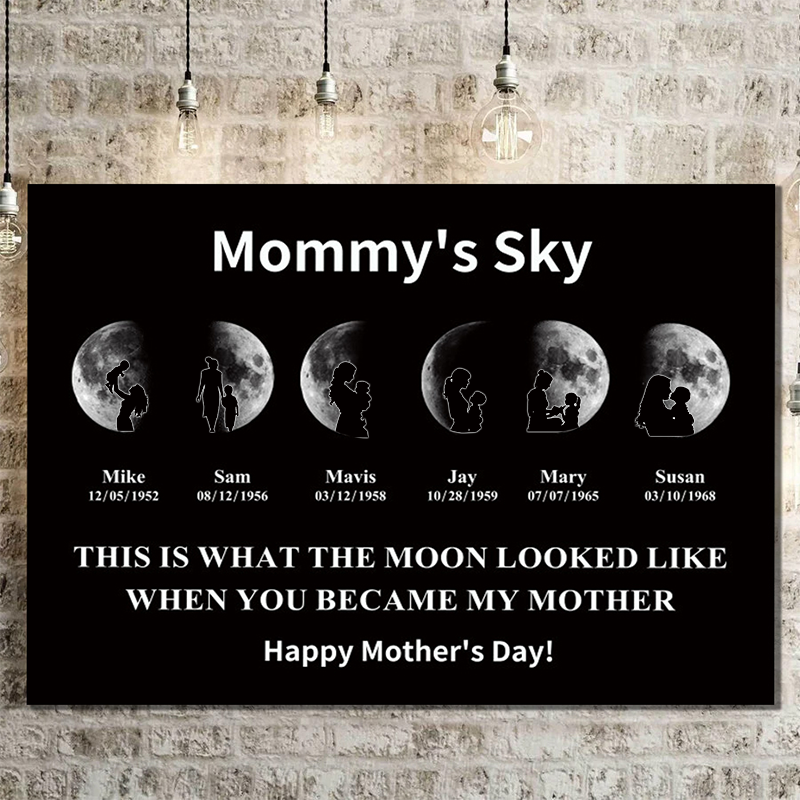Custom Moon Phase Art Frame Customized Moon Phase with People Silhouette Frame