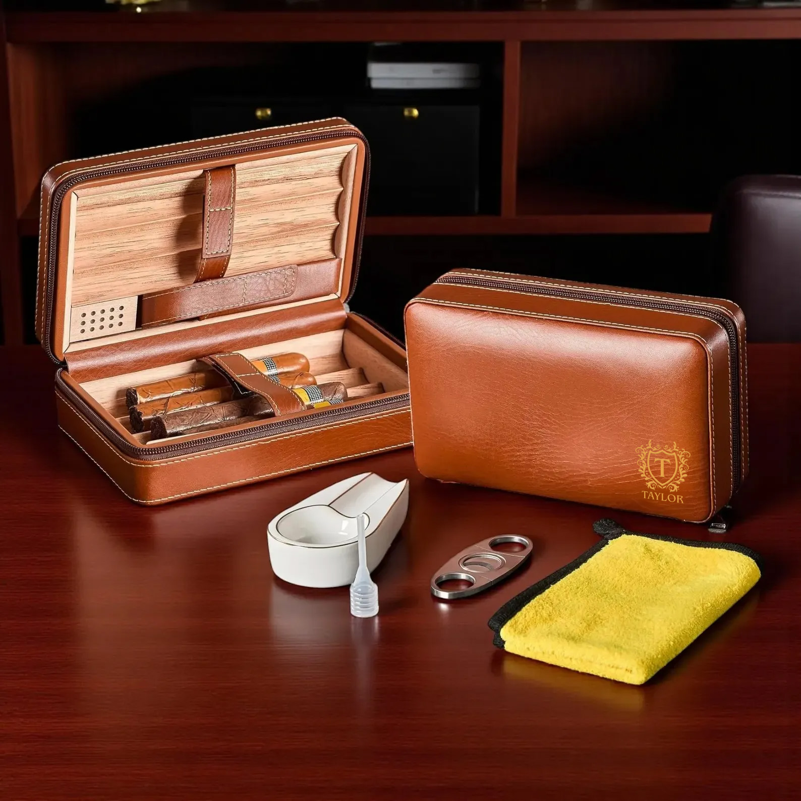 Personalized Cigar Humidor Case Custom Travel Gift for Him Dad Boyfriend Husband Groomsmen Golf Lovers