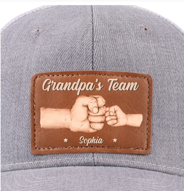Team Daddy, No Substitutes - Family Personalized Custom Leather Patch Hat - Father's Day, Gift For Dad, Grandpa