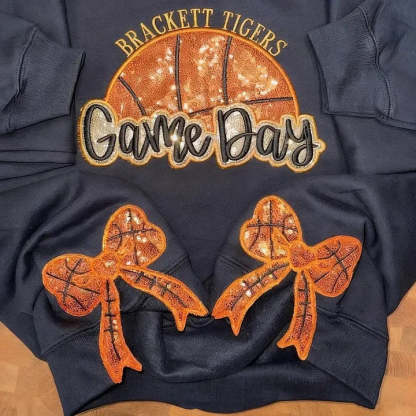 Personalized Basketball Game Day Sweatshirt with Side Bows Basketball Mom sweatshirt