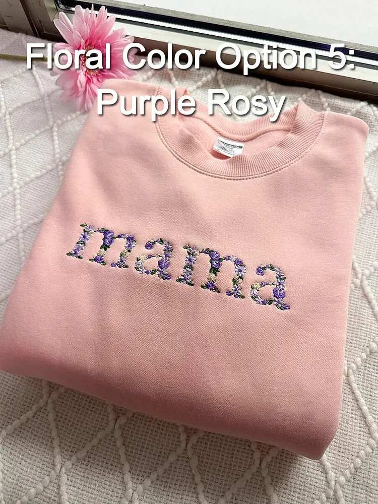 Custom Embroidered Floral Mama T-shirt & Sweatshirt