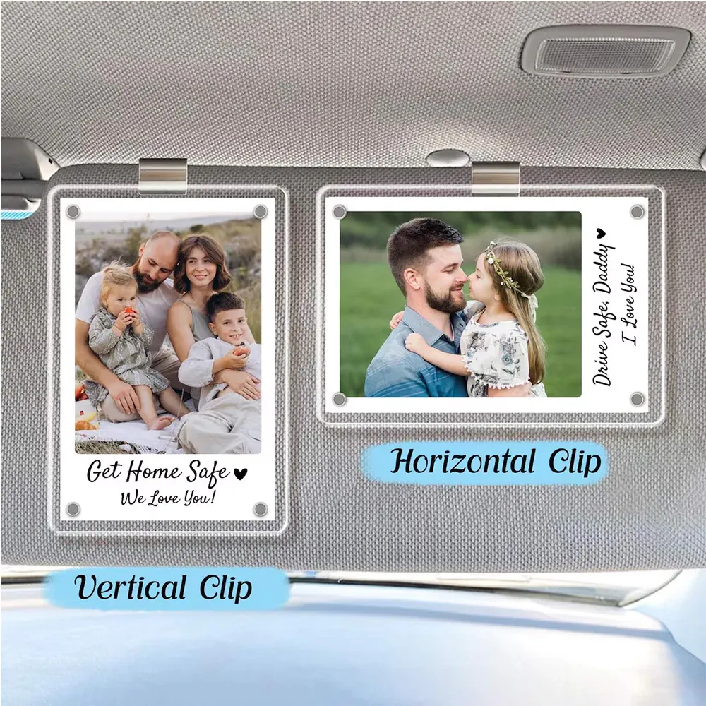 Personalized Dad Car Visor Clip PHOTO INCLUDED, Father's Day Gift for Dad Grandpa, Drive Safe Sun Visor, New Dad Gift, Dad Picture Frame
