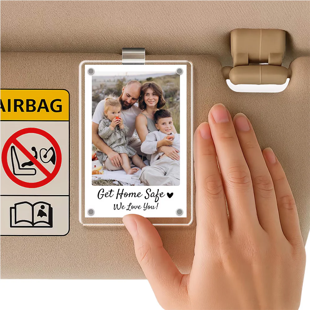Personalized Dad Car Visor Clip PHOTO INCLUDED, Father's Day Gift for Dad Grandpa, Drive Safe Sun Visor, New Dad Gift, Dad Picture Frame