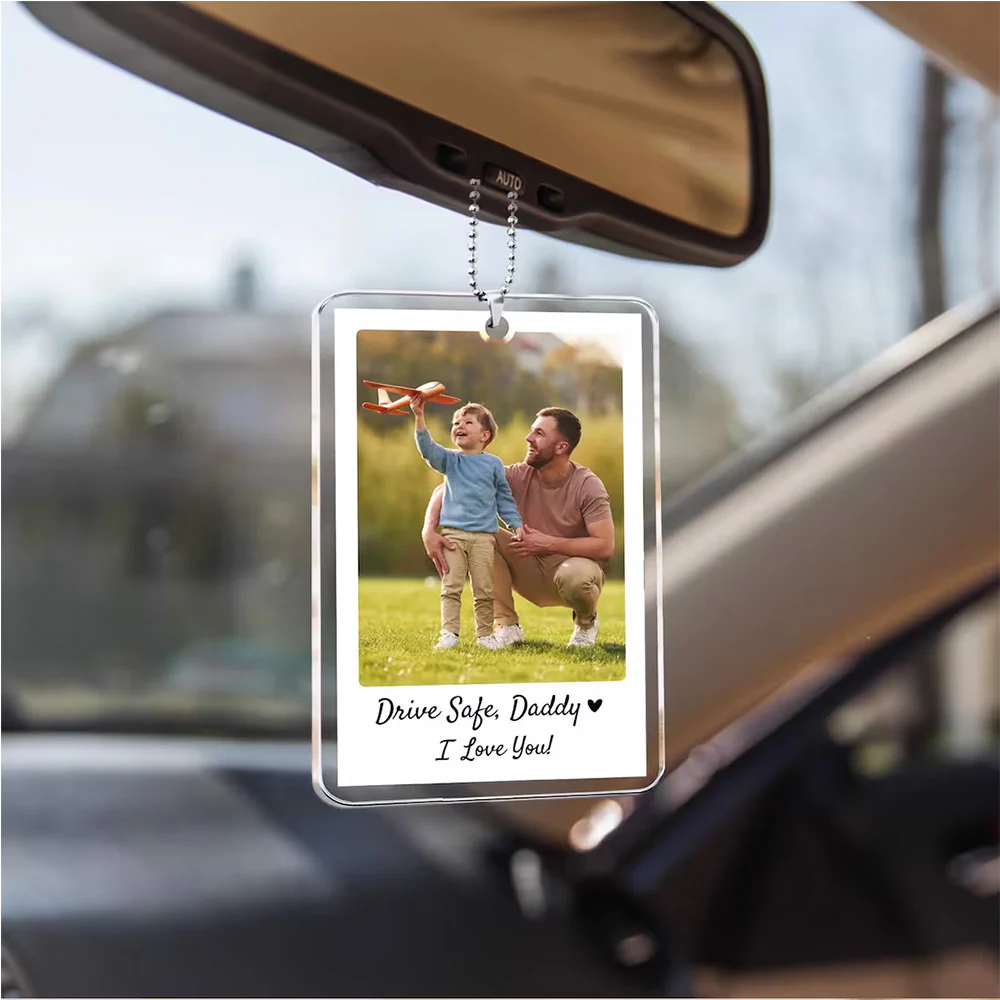 Personalized Dad Car Visor Clip PHOTO INCLUDED, Father's Day Gift for Dad Grandpa, Drive Safe Sun Visor, New Dad Gift, Dad Picture Frame