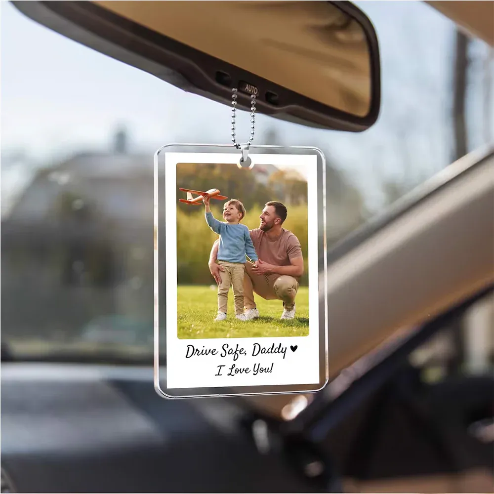 Personalized Dad Car Visor Clip PHOTO INCLUDED, Father's Day Gift for Dad Grandpa, Drive Safe Sun Visor, New Dad Gift, Dad Picture Frame