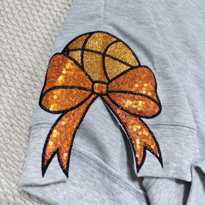 Personalized Sports Mom Sweatshirt Sequin Embroidery with Side Bows