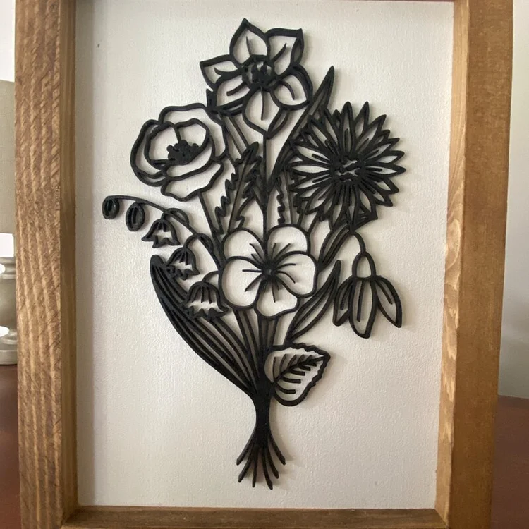 Custom Birth Flower Bouquet Wall Decor Frame