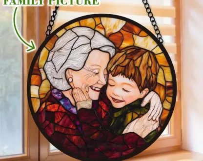 Personalized Grandma Portrait Suncatcher Window Hanging