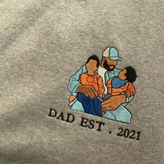 Custom Embroidered Photo Portrait Sweatshirt For papà, papá, pai