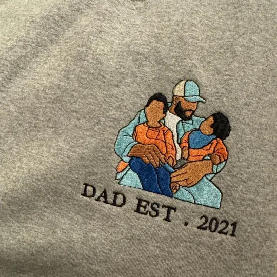 Custom Embroidered Photo Portrait Sweatshirt For papà, papá, pai