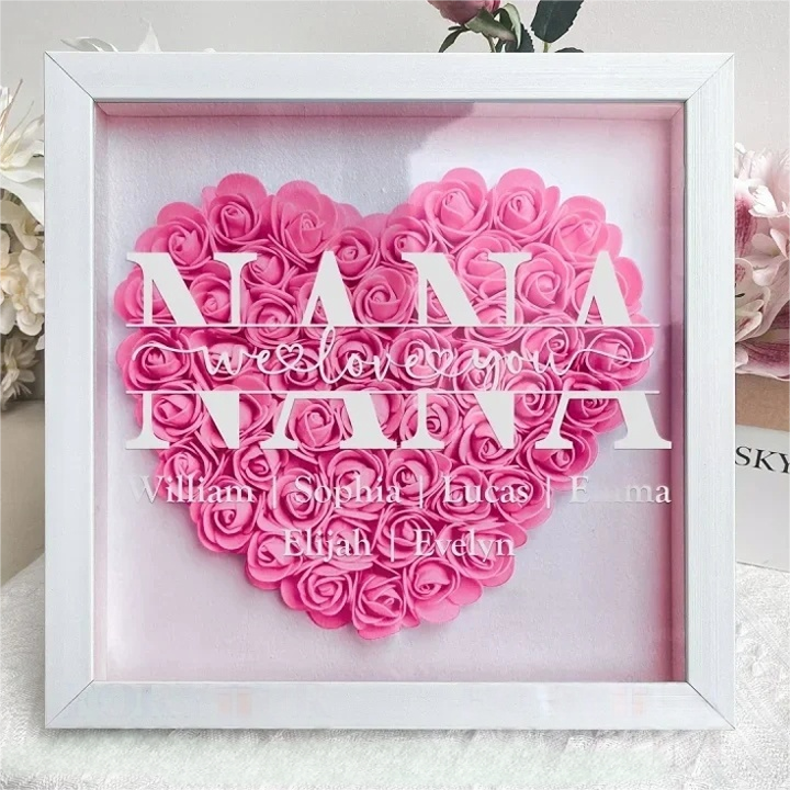 Mum We Love You - Personalized Flower Shadow Box