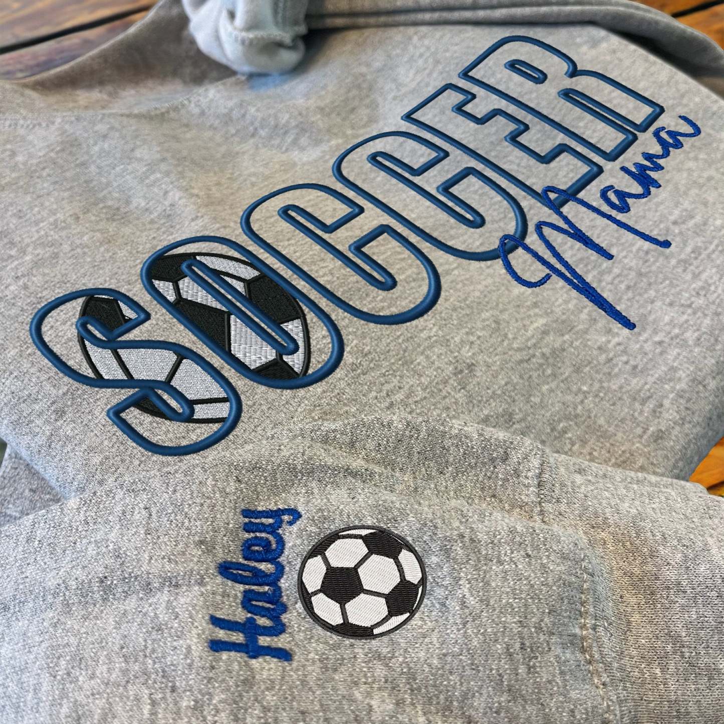 Custom Soccer Embroidered Mama/Mom/Nana Sweatshirt