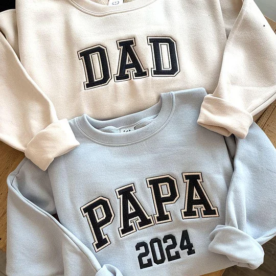 Custom Embroidered Dad/Papa Sweatshirt with Multilayer Outline