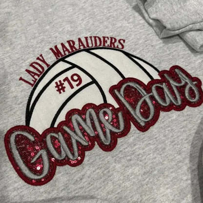 Personalized Volleyball Game Day Sweatshirt with Side Bows Volleyball Coquette Bows Sweatshirt