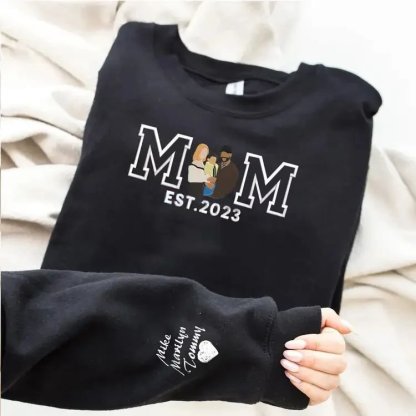 Custom Embroidered Portrait Sweatshirt Best Gift For Mom Popular Now