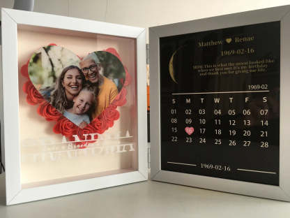 (Mom/Grandma Photo With Name) With REAL MOON PHASE Anniversary Calendar Custom flower frame -Creatgifts